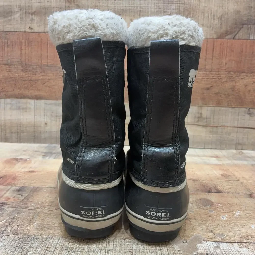 Sorel Snow Boots Kids Size 5 37 Black Nylon Waterproof Mid Calf NY1962-010
